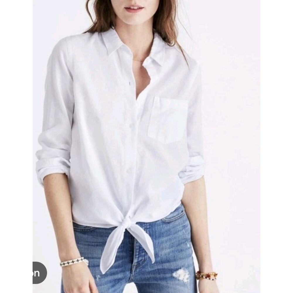 Madewell White Long Sleeve 100% Cotton Shirt Women's Size #490